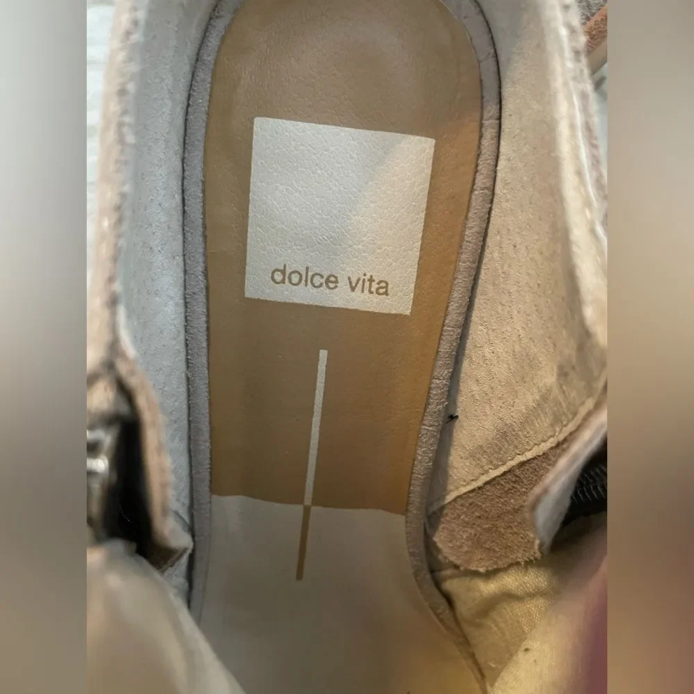 Dolce Vita Boots Mule Light Taupe Suede w/Croc Print  7